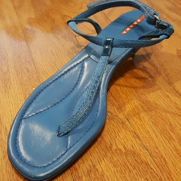 Prada Blue Sandal Kitten Heel 10 - Picture 4 of 6